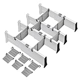 Acfthepiey 4-Teiliger Schubladenteiler-Organizer mit 6 Einsätzen, 10,2 cm Hoch, Erweiterbar Von 27,9–43,2 cm, für Schlafzimmer.