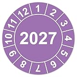 LabelTec Jahresprüfplakette 2027 Prüfplakette mit Monatsfeldern Prüfetiketten Kontrolle Wartung Inspektion für Betriebsmittel Geräte Maschinen wasserfest selbstklebend LTC015 (50, 2027, ⌀20mm)