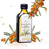 Sanddornöl 1x kaltgepresst, unraffiniert Öl 100% Natürlich 200ml x 50 Carotinoid Omega 7 Werte Vitamin A, B, C und E, Premium Omega Öl Fruchtfleischöl Vegan 100% Reines