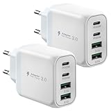 40W USB C Ladegerät, Gcstnn Schnellladegerät 2er-Pack 4 Port PD3.0 QC3.0 USB C Ladestecker für iPhone 15 Plus 14 Pro Max 13 Pro 12 Mini 11 SE XS XR 8, iPad, Samsung, Xiaomi, Google Handy Ladegerät.