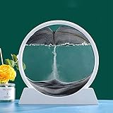 Garvee 7 Zoll 3D Sandkunst Dekor – Rundes bewegliches Sandbild, entspannende Schreibtisch- und Wohnzimmerdeko, modernes DIY Sandmalerei Handwerksset, Stressabbau Geschenk – schwarz