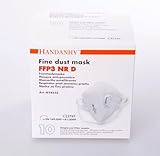 SESCO FFP3 NRD, Zertifizierte Einweg-Atemschutzmaske mit Ventil und Kopfband, faltbar, 10 Stück