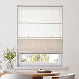 Victoria M. Ivora Raffrollo Rollo Faltrollo Stabile Aluminium-Schienen, für Fenster und Türen, mit Schnurzug, Pflegeleicht, 60 x 130 cm, Elfenbein-meliert