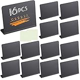 16 Stück Kreidetafel Klein, 10x7,6 cm Tafel zum Beschriften Preisschilder Aufsteller L-Aufsteller mit 2 Mikrofaser Tuch für Gastronomie Buffet Café Hochzeit Party(Schwarz)