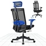 FLEXISPOT Ergonomischer Bürostuhl mit Verstellbarer Geteilter Lendenstütze | Sitz-Tiefenverstellung | 5D Armlehne, Home Office Stuhl Mit Ultrathinem Rahmen, Schwarz