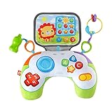 Fisher-Price HGB89 - Babys Controller Spielkissen Gaming zum Spielen in Bauchlage mit 2 Hänge-Spielzeugen, auch für unterwegs, Babyspielzeug für Neugeborene ab der Geburt