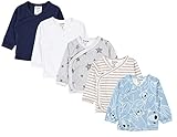 TupTam Baby Jungen Langarm Wickelshirt Baumwolle 5er Set, Farbe: Mehrfarbig 7, Größe: 62