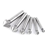 Hochgeschwindigkeitsstahl-Senkfräser-Bits, 6-teiliges Set, 3-schneidiges Anfaswerkzeug zum Entgraten und Senken von Aluminium, Holz, Kunststoffplatten