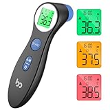 Fieberthermometer für Babys, Kinder und Erwachsene, kontaktloses Stirnthermometer Infrarot Thermometer mit sofortiger genauer Ablesung, Fieberalarm, schwarz