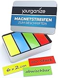 YOURGANIZE® Magnetstreifen beschreibbar | 80 Stück, 60x20 mm | Magnetschilder zum Beschriften | Für Kühlschrank, Whiteboard & Tafel | Magnetstreifen