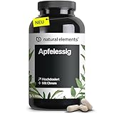 natural elements Apfelessig Kapseln – 180 Kapseln mit 1500mg Apfelessig pro Tagesdosis – vegan, hochdosiert, ohne unnötige Zusätze – in Deutschland produziert & laborgeprüft