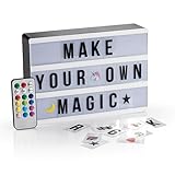 EASYmaxx LED-Leuchtkasten Light Box - Für individuelle Textbotschaften | Mega-Set mit 150 bunten Emojis und 173 austauschbaren Buchstaben, Zahlen und Symbolen | Mit Timerfunktion [A5]