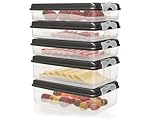 Hausfelder Kühlschrank Aufschnitt Aufbewahrung für Wurst und Käse, Aufschnittbox stapelbar, Aufbewahrungsbox mit Deckel (5 Anthrazit Aufschnittdosen 3x flach, 2x hoch)