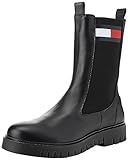 Tommy Jeans Damen Mid Boot Stiefel Long Chelsea aus Leder, Schwarz (Black), 39