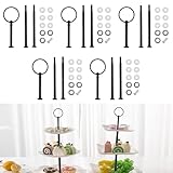 5 Pack Etageren Stangen Set, Etagere Bausatz mit Schrauben und Unterlegscheiben Metallstangen Mittellochausstech für Hochzeitstorte Tortenständer Buffet Torten Halter Obsttablett Snackteller (Schwarz)