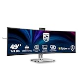 Philips 49B2U5900CH - 49 Zoll QHD Curved Monitor, 75Hz, VA, 4ms, HDR400, KVM, Webcam, Höhenverstellbar, USB-C Docking, Lautsprecher (5120 x 1440, HDMI 2.0 / DP 1.4 / USB-C 1)
