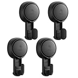 TAILI Saugnäpf Haken Handtuchhalter Küche Ohne Bohren Wiederverwendbar Wasserdicht 360° Drehbare Duschhaken, Handtuchaufhänger Küche Saugnapf Haken für Bad, Wand, Bademäntel, Mantel, 4 Pack Schwarz