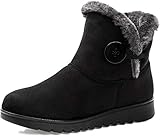 Vunavueya Damen Winterstiefel Warm gefütterte Winterschuhe Schneestiefel Winter Schlupfstiefel Kurzschaft Stiefel Boots Schuhe Schwarz -B 38 EU/245CN