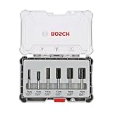 Bosch Professional 6tlg. Nutfräser Set (für Holz, für Oberfräsen mit 6 mm Schaft), 2607017465