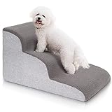 Uross Hundetreppe für kleine Hunde, 3 Stufen Hundetreppe Treppe Rampen für Bett Couch, High Density Foam Pet Steps Treppe, Waschbar Haustiertreppe für Hunde und Katzen-Grau