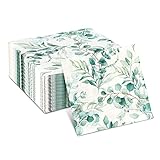 Servietten Eukalyptus, 80 Stück Servietten Grün Servietten Hochzeit, Tisch Dekorationen Grün Vintage Eukalyptus Papierserviette Einweg Napkins für Garten Hochzeit Party