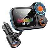 Hduacuge 1 Stück Auto-Bluetooth-FM-Transmitter für Freisprechanrufe, Drahtloser Radioadapter für Autoradio Unterstützt SD-Karten-USB-Sticks