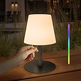 FUYO LED Akku Outdoor Tischlampe mit 8 Farben Dimmbar Kabellos Tischleuchte Tragbare Farbwechsel Nachtlicht Lampe für außen garten schlafzimmer camping ostern dekoration