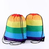 Rucksack mit Kordelzug, 34 x 42 cm, Regenbogenfarben, langlebig und leicht zu tragen, ideal für Reisen, Sport, Schule oder Fitness-Aktivitäten, mehrfarbig, One size