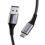 ANMIEL USB-Typ-C-Kabel, 2 m, 3 A, schnelles Aufladen, USB 3.0 Gen 1, Typ C-Kabel, hohe Haltbarkeit, Nylon-geflochtenes Ladekabel, für Samsung Galaxy S10/S9/S8 Plus/Note 9/8, LG V30, G6, Tab S4 etc.