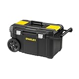 Stanley Essential Mobile Montagebox (50 L, Metallverschlüsse, Teleskopgriff, stabile Räder für schwere Last und leichten Transport) STST1-80150