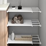 Bocguy Verstellbare Regale für Schrank, Lagerregal Regal Separator Abteil, Erweiterbares Einlegeböden für Kleiderschrank, Schrank, Küche, Badezimmer, 24cm Weit, Verstellbare Länge 38-60cm