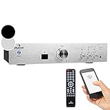 auna Verstärker, HiFi Stereo Mini Verstärker, HiFi-Verstärker mit Bass & Treble Regler, 1 Kanal Audio-Verstärker, Stereo-Verstärker Lautsprecher mit Fernbedienung & AUX-Anschluss, AV Receiver