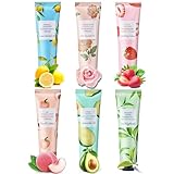 ARCHIDATE Handcreme für Trockene Hände - 6PCS Handcreme Geschenksets für Frauen - Mini Handcreme Geschenke Pflegecreme mit Erdbeere-Avocado-Zitrone-Rose-Pfirsich-Grüner Tee Feuchtigkeitscreme Damen