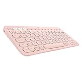 Logitech K380 Kabellose Bluetooth-Tastatur, Multi-Device & Easy-Switch Feature, Windows- und Apple-Shortcuts, PC/Mac/Tablet/Handy/Apple iOS+TV, US QWERTY-Layout - Rose
