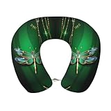 Uusnwaa Reisekissen mit Libellen-Druck, Memory-Schaum, U-förmiges Nackenkissen, tragbares Nackenkissen für Flugzeug, Auto, Büro