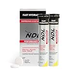 NDL Pro-Health Fast Hydration Brausetabletten, schnell feuchtigkeitsspendend, Elektrolyte und Mineralsalze für Sport, reduziert Müdigkeit und Müdigkeit, Zitronengeschmack, Pack 2, 40 Tabletten