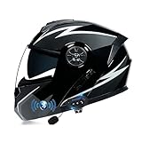 GAOFZHAO Modularer Motorradhelm mit doppellagigem Visier, Bluetooth ECE/DOT-Zertifizierung, Vier Jahreszeiten for Männer und Frauen, herausnehmbares Innenfutter, geeignet for Motorräder(A18,L(59-60))