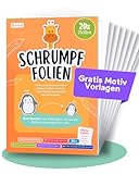 molinoRC Schrumpffolie zum Bemalen 20x A4 [mit GRATIS Vorlagen-Download] - matt transparent - Schrumpffolie Set - erhärtet glatt und gleichmäßig - Shrink Plastic Sheets