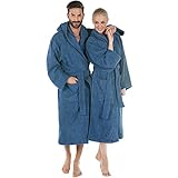 CelinaTex S-XXXL Bademantel Kapuze Uni lang aufgesetzte Taschen Damen Herren Unisex warm Frottee Baumwolle OEKO-TEX Montana