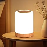 ORIA Nachttischlampe Touch Dimmbar, Tischlampe mit 3 Helligkeitsstufen, RGB Farbwechsel, Timing, LED Nachtlicht für Schlafzimmer Wohnzimmer, Kinderzimmer