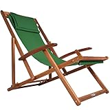Casaria® Sonnenliege Holz Wetterfest Klappbar Verstellbar 160kg Belastbar Armlehne Nackenkissen Garten Balkon Liegestuhl Akazie 94x94x60cm Grün