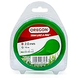 Oregon Trimmerfaden für Rasentrimmer, Ersatz Mähfaden 2mm für Motorsensen & Freischneider, Universal Freischneider Zubehör, Runder Allzweck Trimmerfaden 2mm x 15m Spule, Grün (69-356-GR)