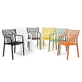 Floordirekt Gartenstuhl Sitwell mit Armlehnen – stapelbarer Designstuhl, anthrazit, wetterfest & UV-beständig, belastbar bis 200 kg, für Balkon, Terrasse & Garten