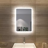 SONNI Badspiegel mit Beleuchtung 60x40 cm LED Badspiegel Wandschalter Badezimmerspiegel Wandspiegel Lichtspiegel IP44