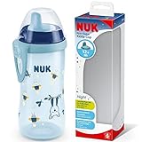 NUK Kiddy Cup Night Trinklernflasche | Schnabeltasse mit Leuchteffekt | 12+ Monate | Auslaufsicher mit harter Trinktülle | Clip und Schutzkappe | BPA-frei | 300 ml | Blau