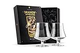 GLASSIQUE CADEAU 440 ml Brandy, Cognac und Armagnac Gläser | 2er Set | Kristall Spülmaschinenfest Cognacschwenker mit Kurzem Stiel | Cognacgläser Geschenkset