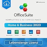 OfficeSuite Home & Business 2023 | 5-in-1-Office-Paket | Dokumente, Tabellen, Präsentationen, PDF, E-Mail & Kalender | Lebenslange Lizenz | 1 Windows-PC | 1 Benutzer [Online-Code für PC]