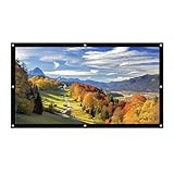 152,4 cm (60 Zoll) Projektor-Leinwand, 16:9 Seitenverhältnis, 180° Betrachtungswinkel, schwarze Rückseite, faltbar, faltenfrei, tragbare Filmleinwand für drinnen und draußen (186 x 105 cm)