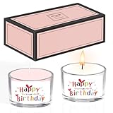 2 Stück Geburtstagsgeschenk für Frauen, Happy Birthday Kerzen Duftkerze im Glas, Geburtstagskerzen für Frauen Mama Mütter Beste Freundin Schwester Oma Paare Personalisierte (Milchmüsli & Rose)