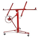 CCLIFE Plattenheber Klappbar für Trockenbau und Rigipsplatten XXL, Plattenlift bis 68 kg Höhe 140-350 cm 3 Räder mit Feststellbremse, rot